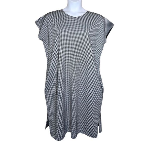 6397 houndstooth black and white oversized sleeveless J-fashion minimalist dress - Picture 1 of 9